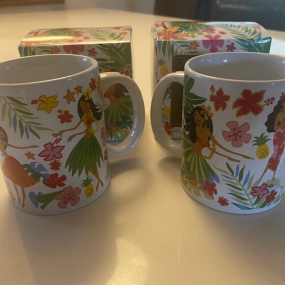 SET/2 ABC STORES *ISLAND HULA HONEYS* HAWAII COFFEE MUG CUP 10 oz. New with Box - Picture 1 of 3